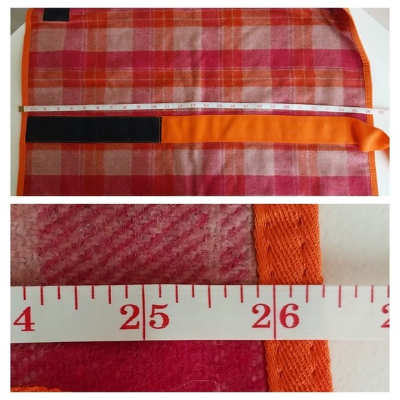 HuggleHounds Pink Orange Plaid Fleece Dog Jacket XL Wool Blend NWT Length 26" - Picture 7 of 8